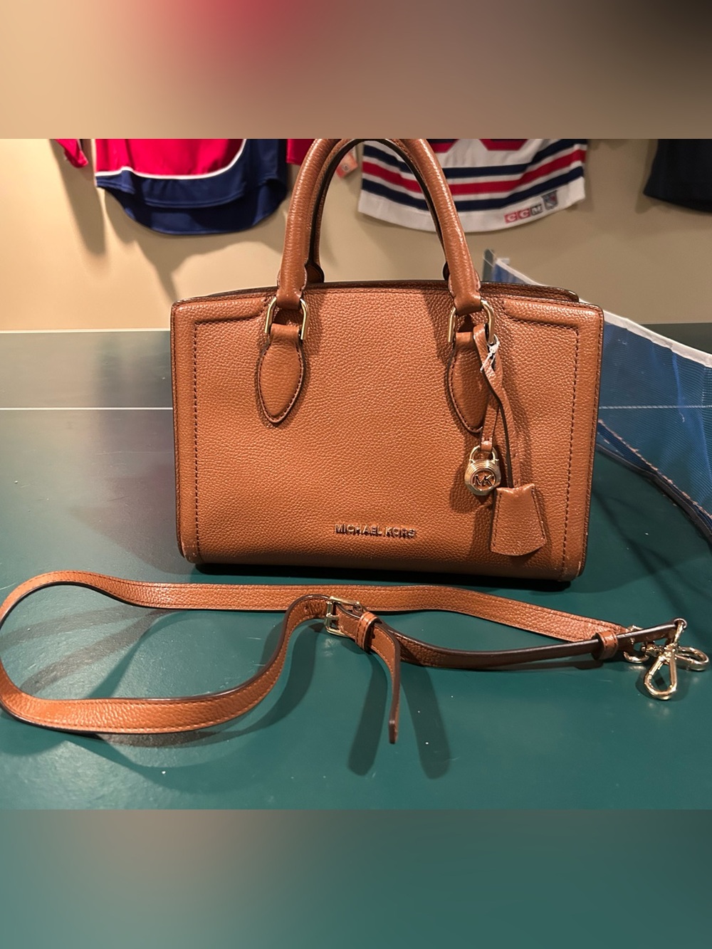 Michael Kors Brown/Tan Leather Purse with Detachable Strap